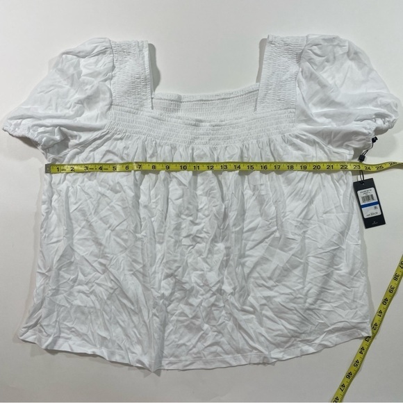 New Tommy Hilfiger Square Neck Smocked Shirt White Size XL - Picture 6 of 7